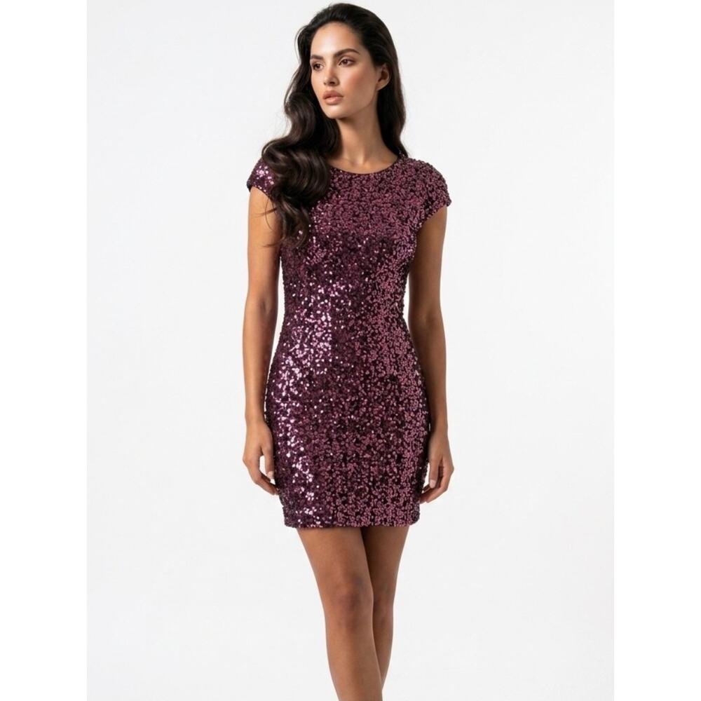 Dress the Population Sequin Bodycon Cocktail Mini Dress Size Small